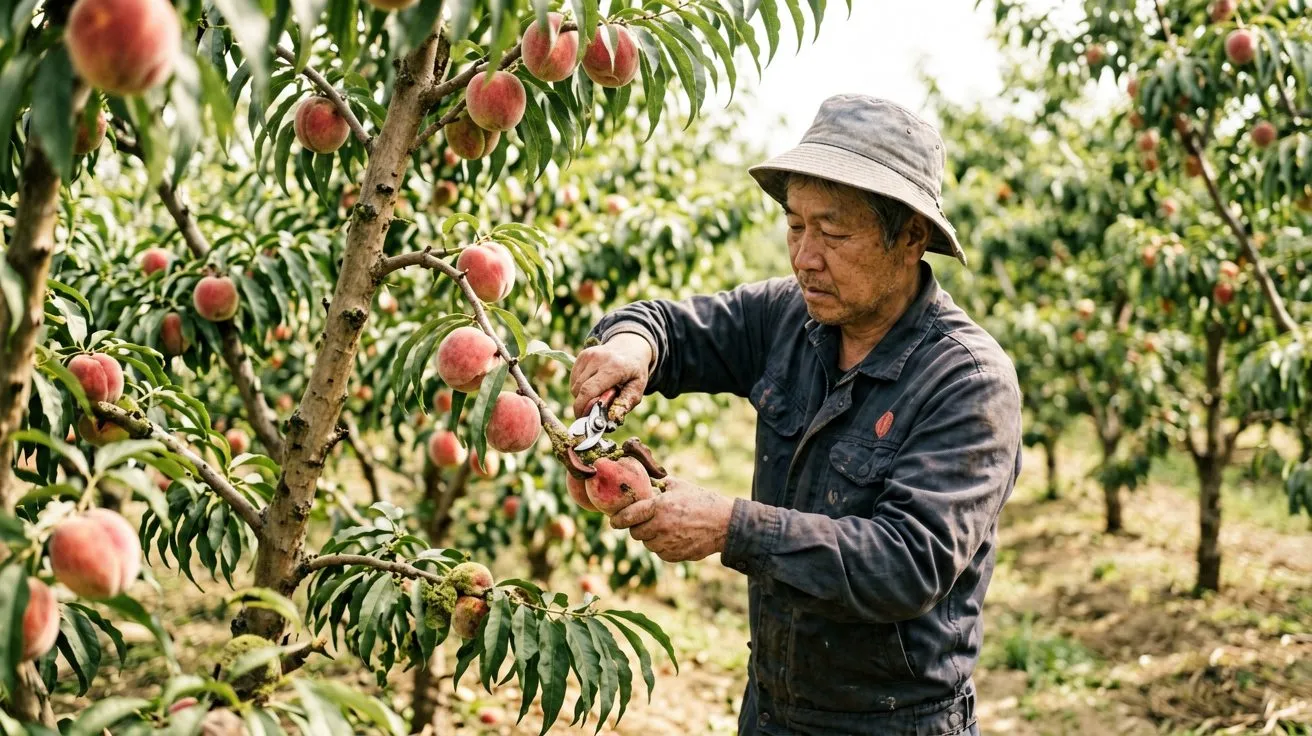 果农疏果操作示意